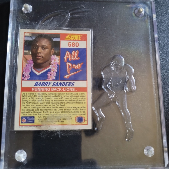 BARRY SANDERS 1990 AUTOGRAPHED ALL - PRO CARD - Picture 7 of 10